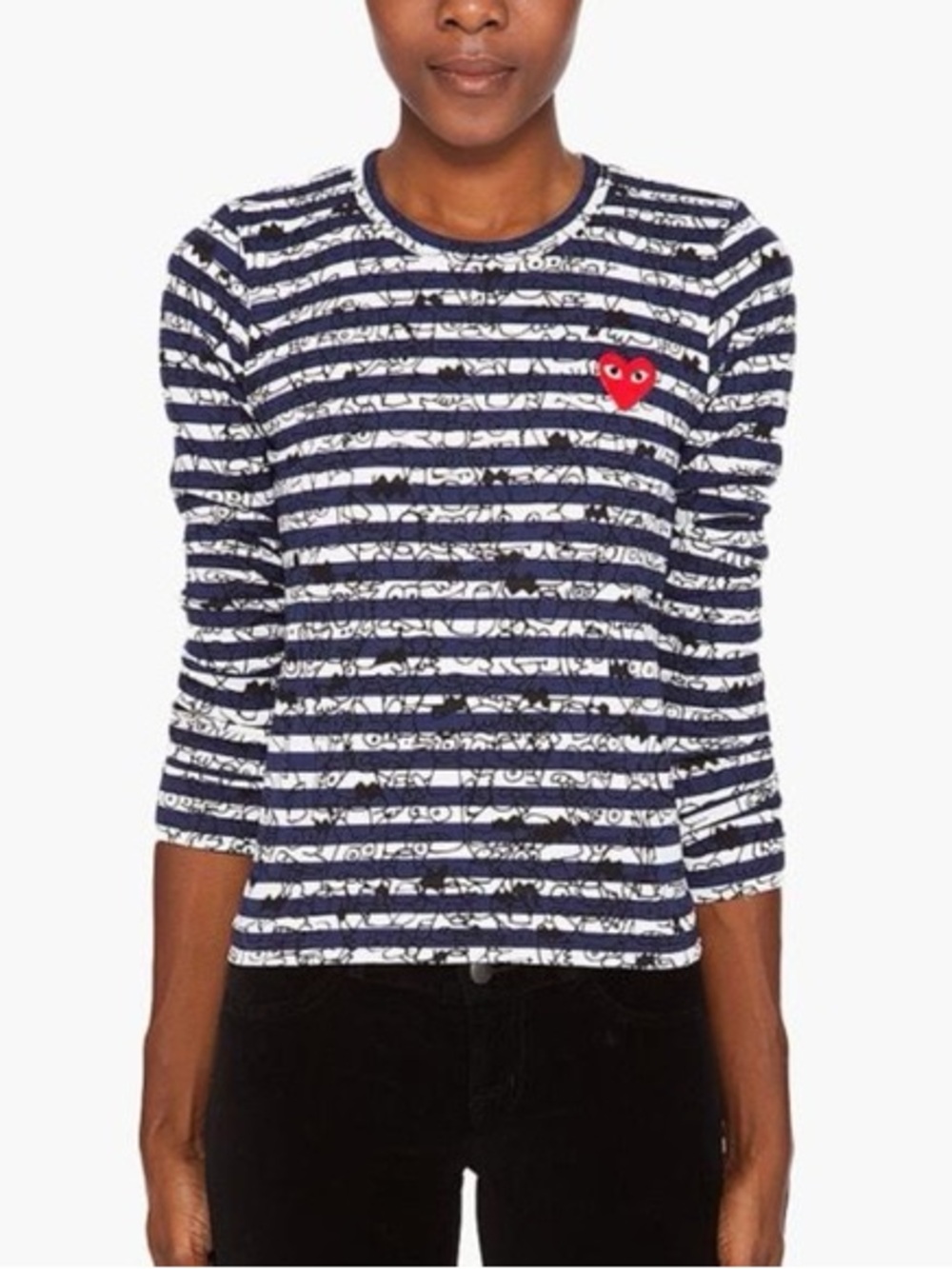 Play Comme des Garcons Matt Groening Long Sleeve T-Shirt Top Blue White Small